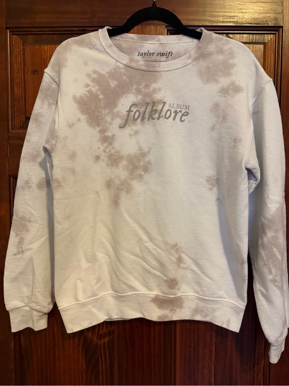 Taylor Swift Folklore Tie-Dye Crewneck Sweater - Cream & Brown Accents